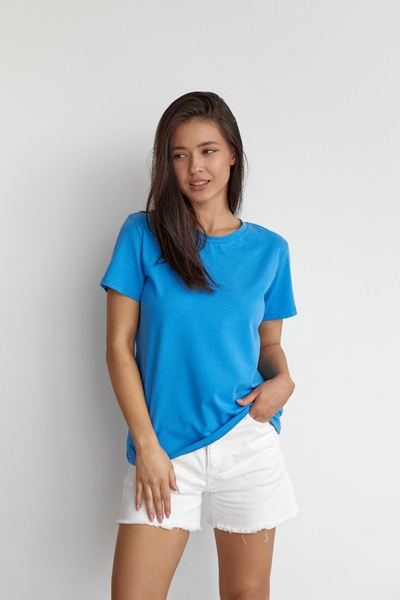Базова жіноча футболка, однотонна  50811-1 фото