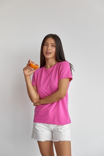 Базова жіноча футболка, однотонна 50818-1 фото